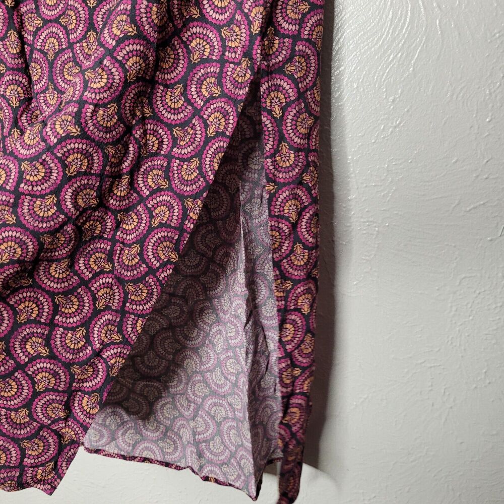 Marine Layer Womens Purple Ryan Midi Slip Skirt pink fan print Boho sz 6 - Picture 4 of 10